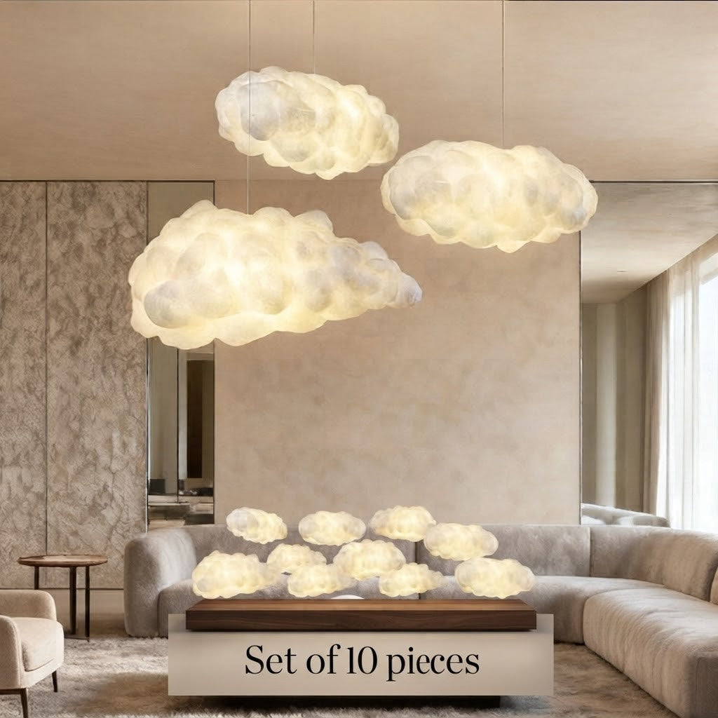 Cloud Pendant Light Modern 3D Design Fabric LED Ceiling Bedroom Living Room — Single to Sets of 8