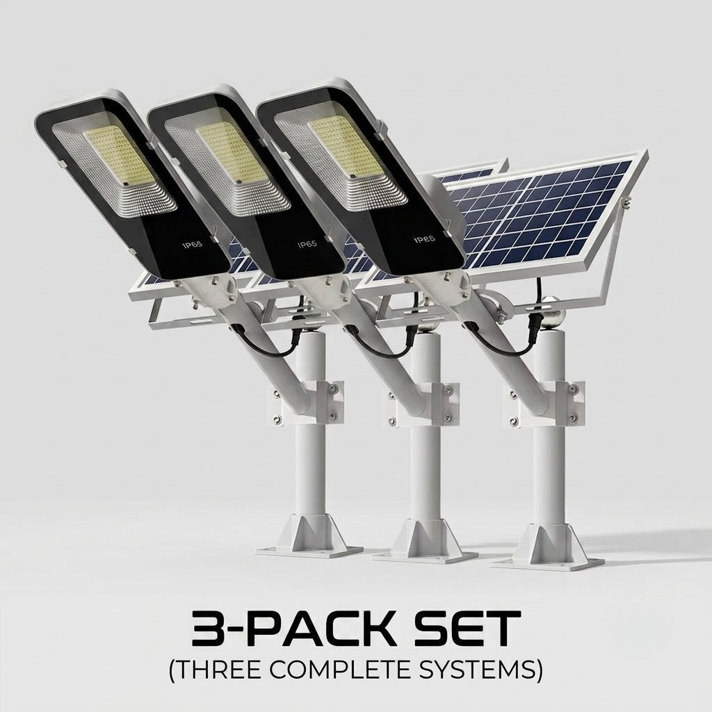 Solar Flood Light 200W Equivalent Dual Head Motion Sensor IP66 Outdoor — 1, 2 & 3-Pack