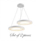 LED Ring Pendant Ceiling Light Circular Metal Acrylic Dimmable Office Living Room — 15 to 47 Inch Sets