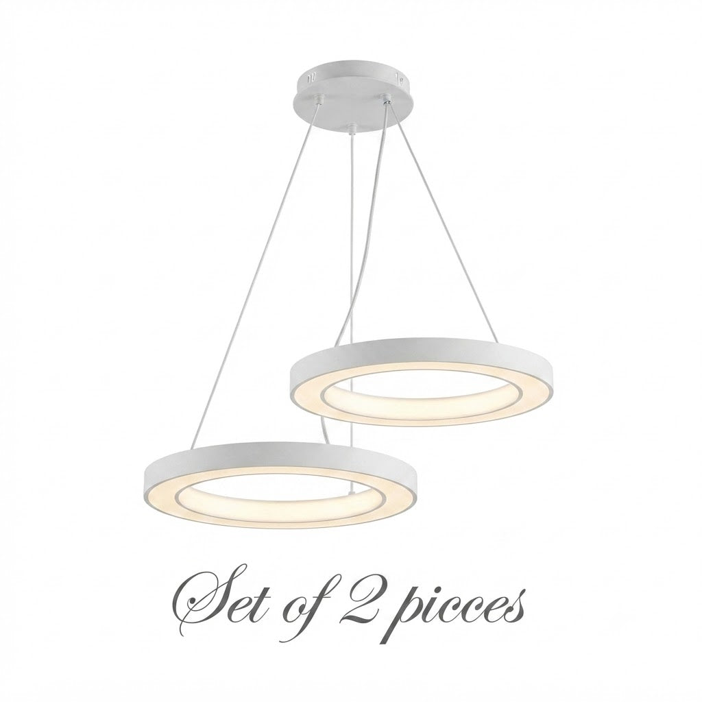 LED Ring Pendant Ceiling Light Circular Metal Acrylic Dimmable Office Living Room — 15 to 47 Inch Sets
