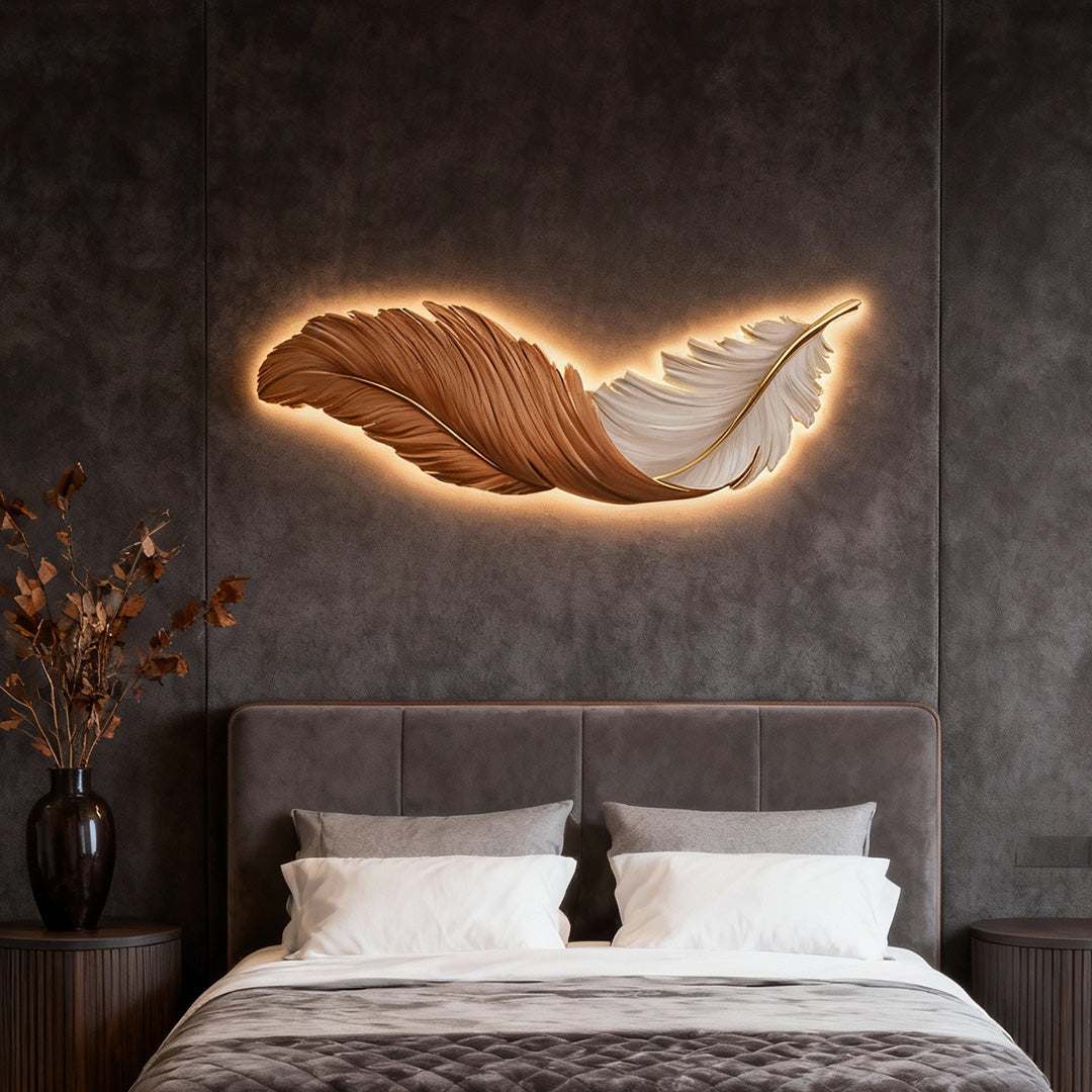 Feather Wall Lamp USB DC5V Remote Control LED Art Deco Bedroom Living Room