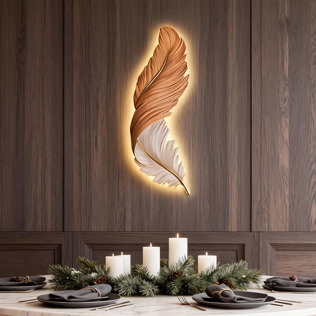 Feather Wall Lamp USB DC5V Remote Control LED Art Deco Bedroom Living Room