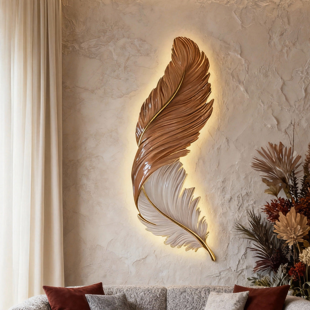 Feather Wall Lamp USB DC5V Remote Control LED Art Deco Bedroom Living Room