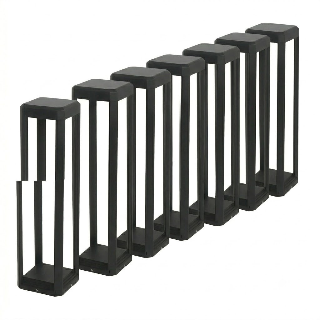 Modern Black Aluminum Solar Pathway Bollard Light IP65 Outdoor Garden Driveway — Singles to 8-Pack