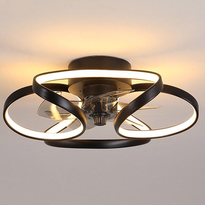 Flower Flush Mount Ceiling Fan with LED Light Remote Control Dimmable — Gold White Black 18 to 22 Inch