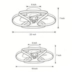Flower Flush Mount Ceiling Fan with LED Light Remote Control Dimmable — Gold White Black 18 to 22 Inch