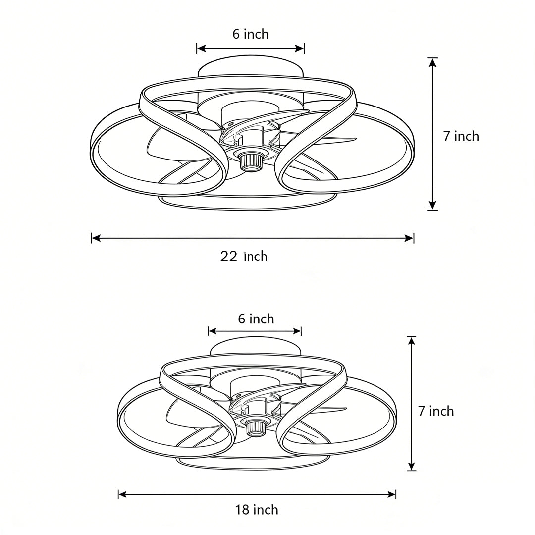 Flower Flush Mount Ceiling Fan with LED Light Remote Control Dimmable — Gold White Black 18 to 22 Inch