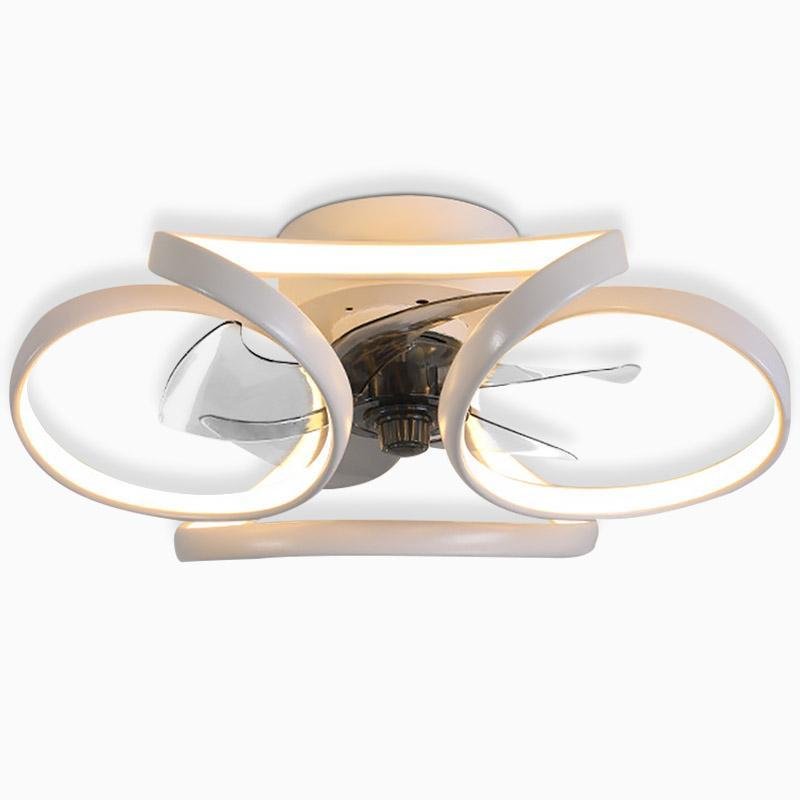 Flower Flush Mount Ceiling Fan with LED Light Remote Control Dimmable — Gold White Black 18 to 22 Inch