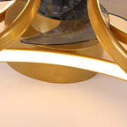 Flower Flush Mount Ceiling Fan with LED Light Remote Control Dimmable — Gold White Black 18 to 22 Inch