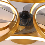 Flower Flush Mount Ceiling Fan with LED Light Remote Control Dimmable — Gold White Black 18 to 22 Inch