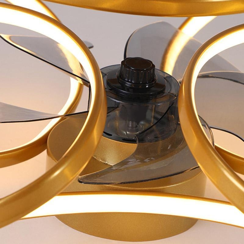 Flower Flush Mount Ceiling Fan with LED Light Remote Control Dimmable — Gold White Black 18 to 22 Inch