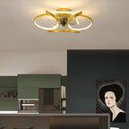 Flower Flush Mount Ceiling Fan with LED Light Remote Control Dimmable — Gold White Black 18 to 22 Inch