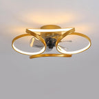 Flower Flush Mount Ceiling Fan with LED Light Remote Control Dimmable — Gold White Black 18 to 22 Inch