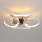 Flower Flush Mount Ceiling Fan with LED Light Remote Control Dimmable — Gold White Black 18 to 22 Inch