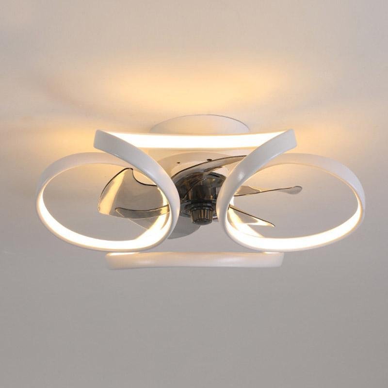 Flower Flush Mount Ceiling Fan with LED Light Remote Control Dimmable — Gold White Black 18 to 22 Inch
