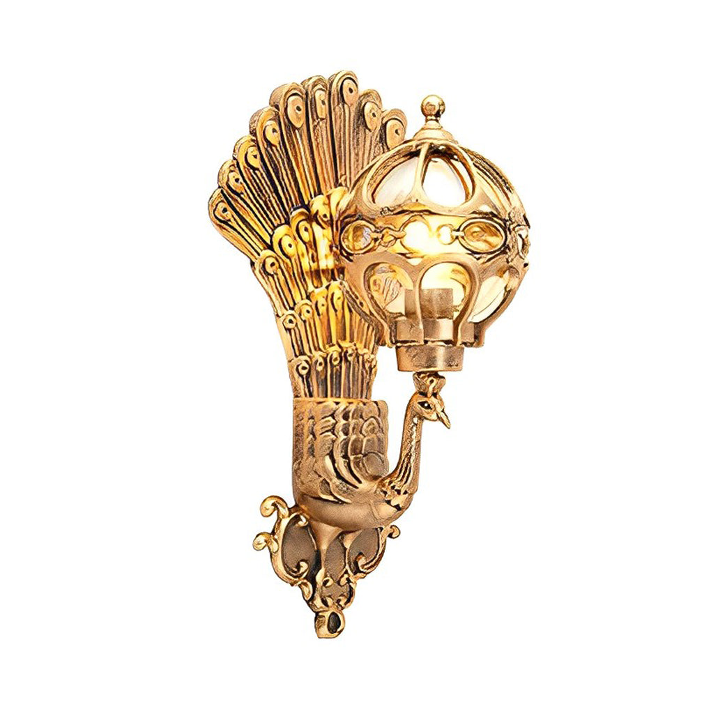 Peacock Outdoor Wall Light Retro European Aluminum Waterproof Hardwired — Black Bronze Sets