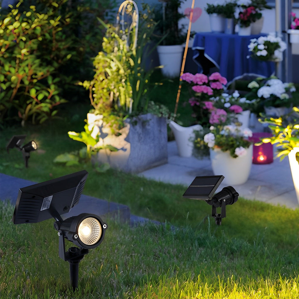 Waterproof RGB Solar Ground Spike Spotlight LED Tree Accent Outdoor — Warm White Singles to 8-Pack