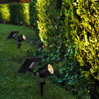 Waterproof RGB Solar Ground Spike Spotlight LED Tree Accent Outdoor — Warm White Singles to 8-Pack