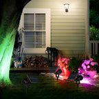 Waterproof RGB Solar Ground Spike Spotlight LED Tree Accent Outdoor — Warm White Singles to 8-Pack