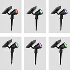 Waterproof RGB Solar Ground Spike Spotlight LED Tree Accent Outdoor — Warm White Singles to 8-Pack