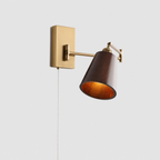 Timber Wood Brass Adjustable Arm Wall Sconce