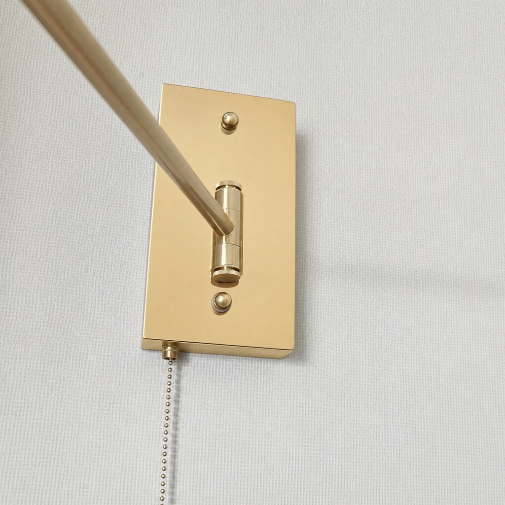 Timber Wood Brass Adjustable Arm Wall Sconce