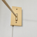 Timber Wood Brass Adjustable Arm Wall Sconce