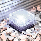 Solar Ice Cube Step Lights Modern Crystal Glass Outdoor Walkway Garden — Sets of 4 to 15