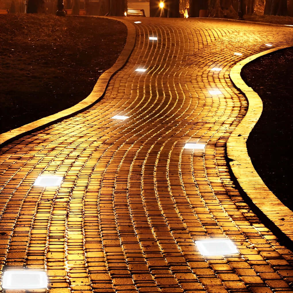 Solar Ice Cube Step Lights Modern Crystal Glass Outdoor Walkway Garden — Sets of 4 to 15