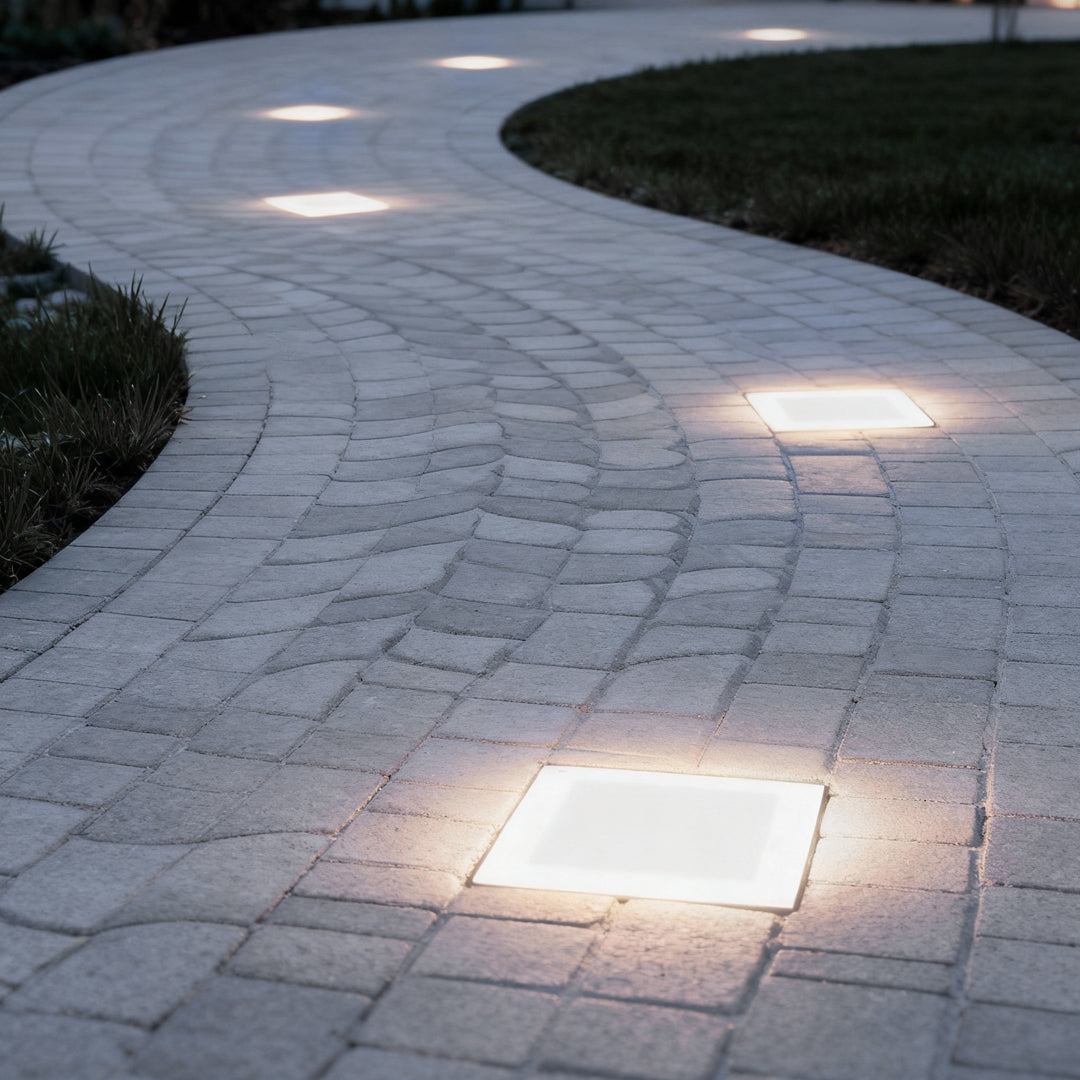 Solar Ice Cube Step Lights Modern Crystal Glass Outdoor Walkway Garden — Sets of 4 to 15
