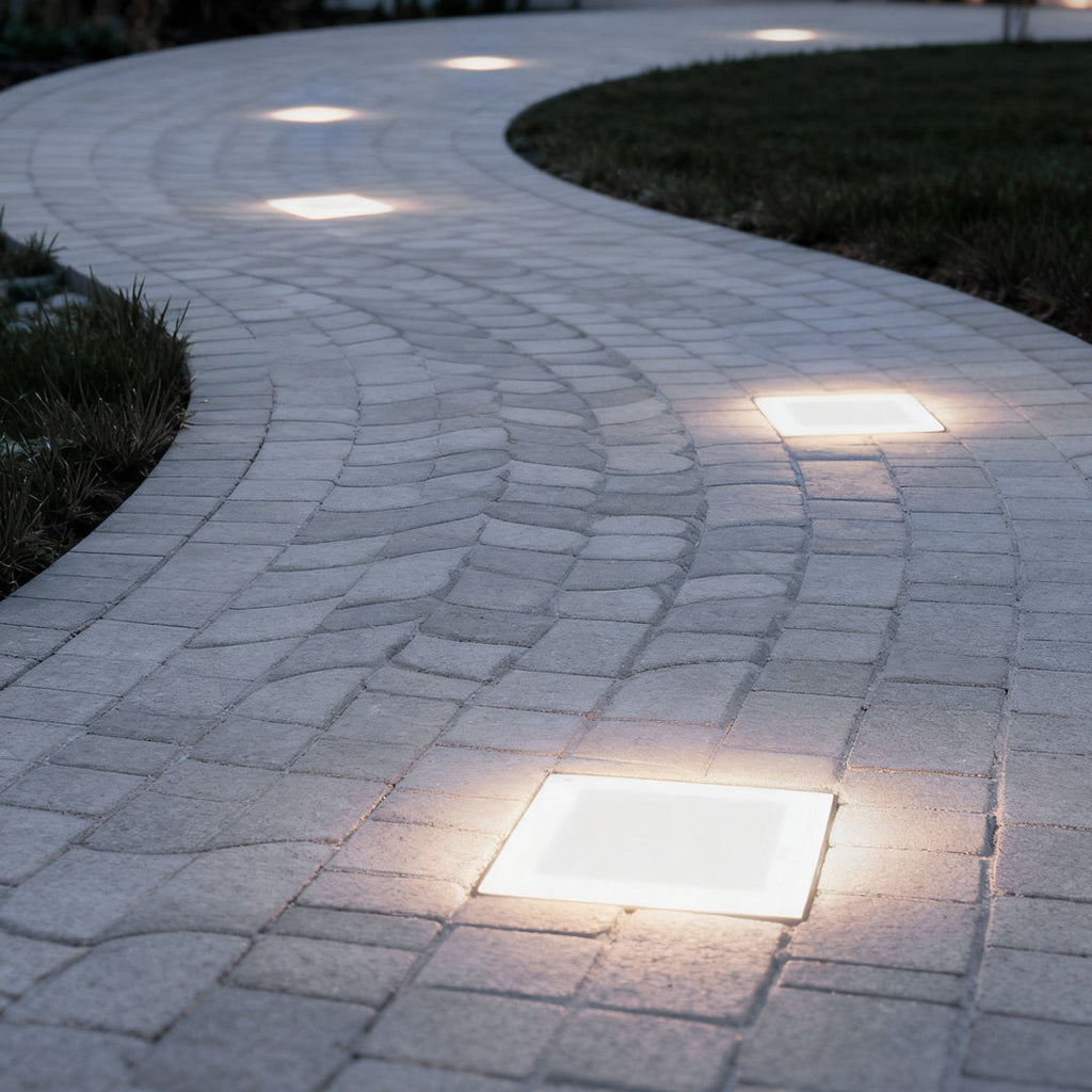 Solar Ice Cube Step Lights Modern Crystal Glass Outdoor Walkway Garden — Sets of 4 to 15