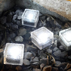 Solar Ice Cube Step Lights Modern Crystal Glass Outdoor Walkway Garden — Sets of 4 to 15
