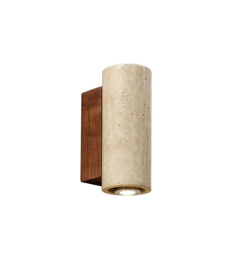 Travertine Stone Wall Sconce Natural LED Bathroom Bedroom Living Room — Round Square 2 Sizes
