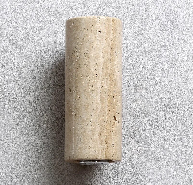 Travertine Stone Wall Sconce Natural LED Bathroom Bedroom Living Room — Round Square 2 Sizes