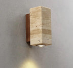 Travertine Stone Wall Sconce Natural LED Bathroom Bedroom Living Room — Round Square 2 Sizes