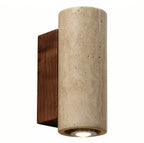 Travertine Stone Wall Sconce Natural LED Bathroom Bedroom Living Room — Round Square 2 Sizes