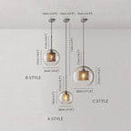 Hessa Contemporary Golden Pendant Light, Glass, Globe/Cylindric