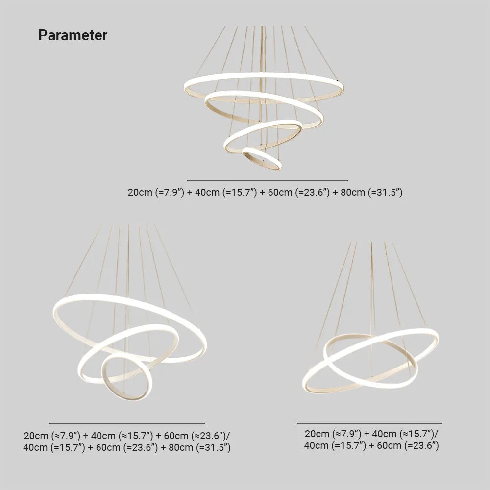 Zin Modern Ring Pendant Light, 2/3/4 Rings