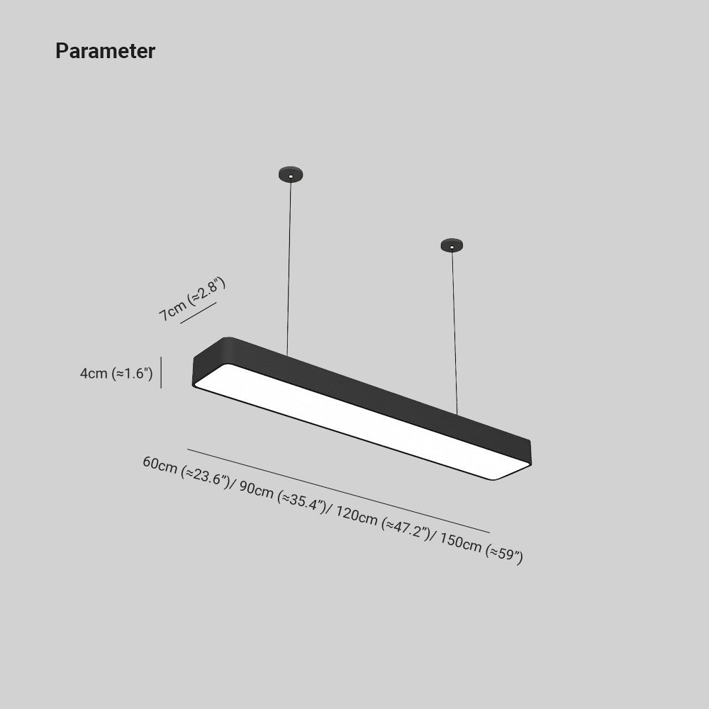 Noar Minimalist Rectangular LED Black Pendant Light,