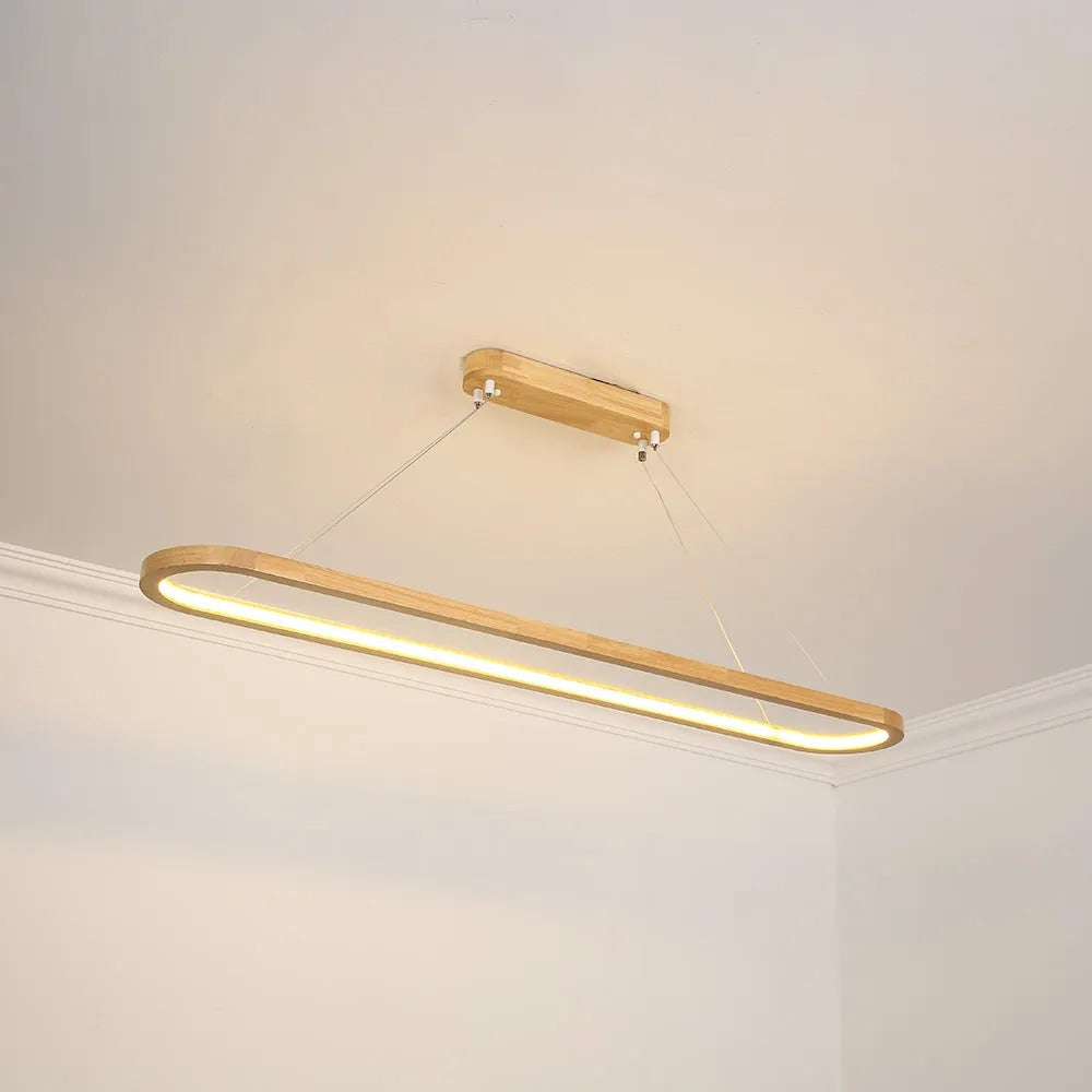 Veon Contemporary Oval Wooden Pendant Light