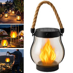 Solar Flame Lantern – Flickering LED Outdoor Torch Light, Solar + USB-C