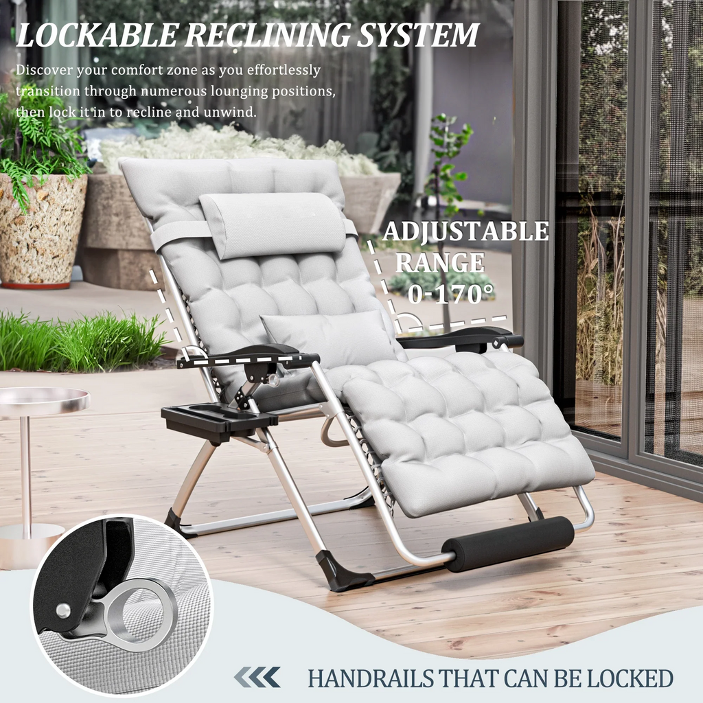 Reclining Outdoor Chair for Seniors – Adjustable Folding Lounger, Holds 500 LB