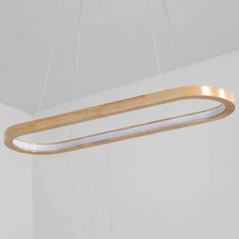 Veon Contemporary Oval Wooden Pendant Light