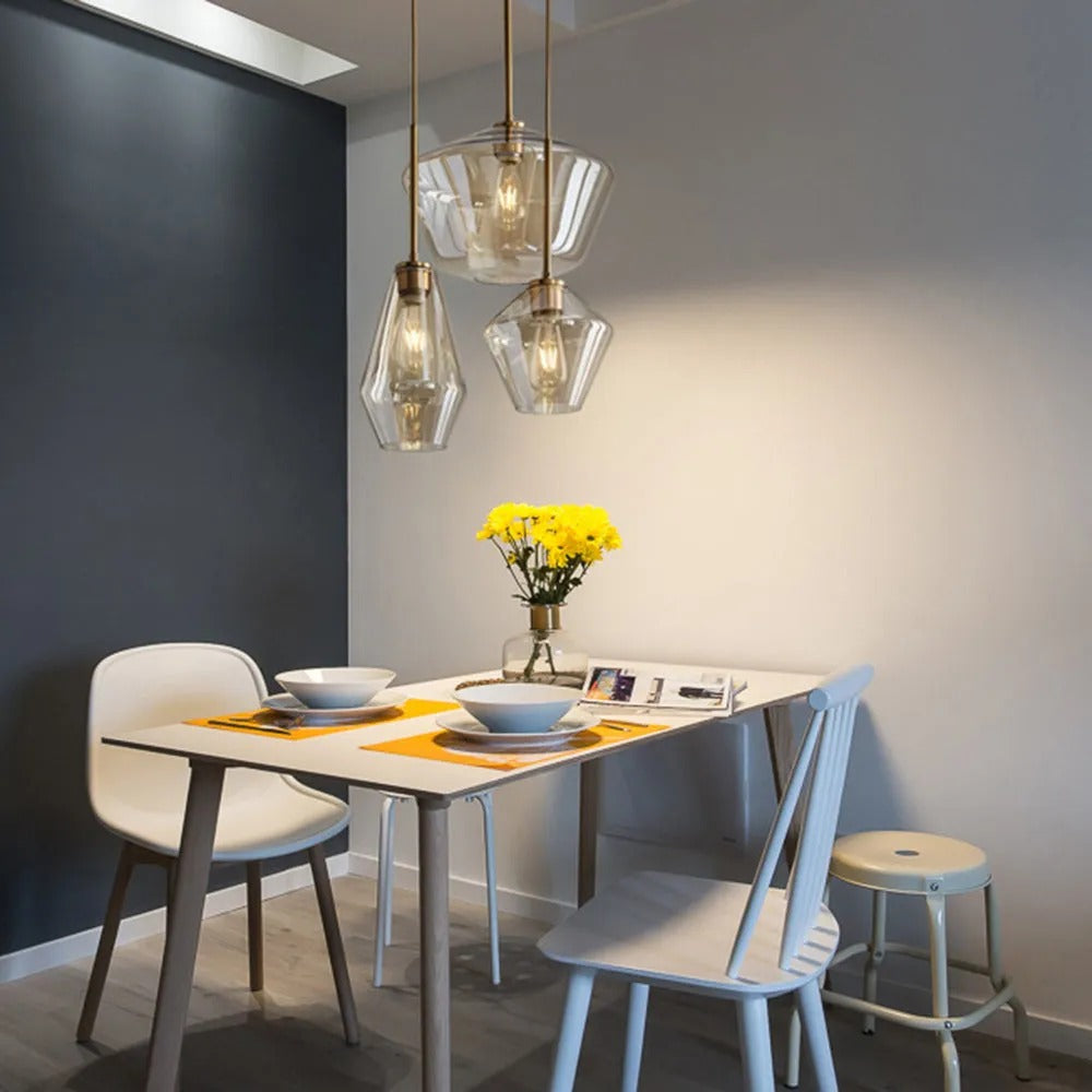 June Pendant Light Glass, Clear/Amber Diamond shape