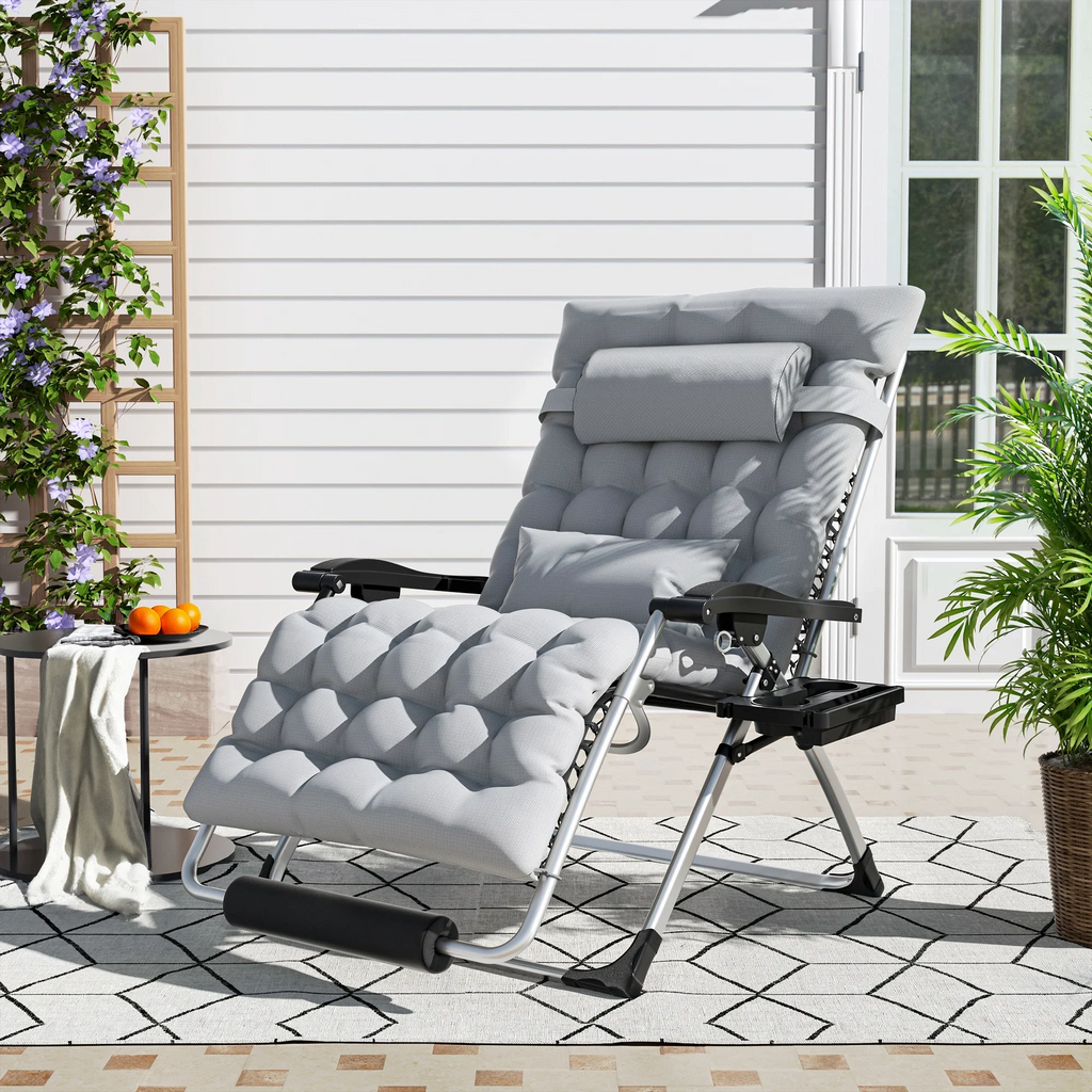 Reclining Outdoor Chair for Seniors – Adjustable Folding Lounger, Holds 500 LB