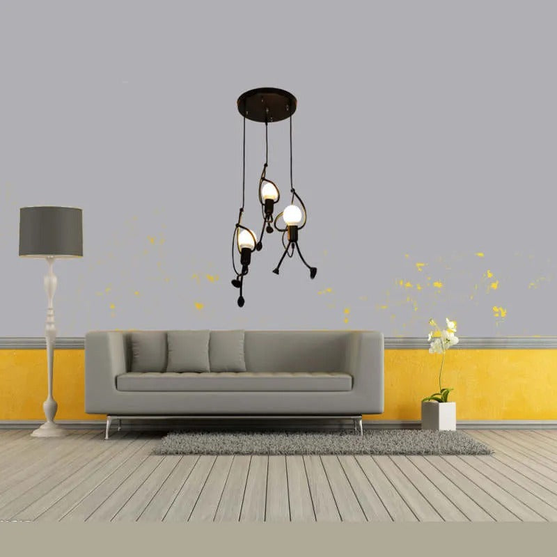 Miro Retro Modern Iron Man Pendant Light, Black