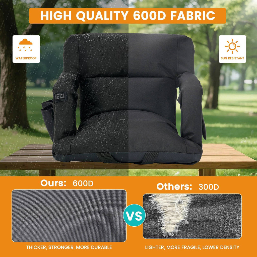 Stadium Seat with Heat & Back Support – Portable Padded Bleacher Cushion Chair