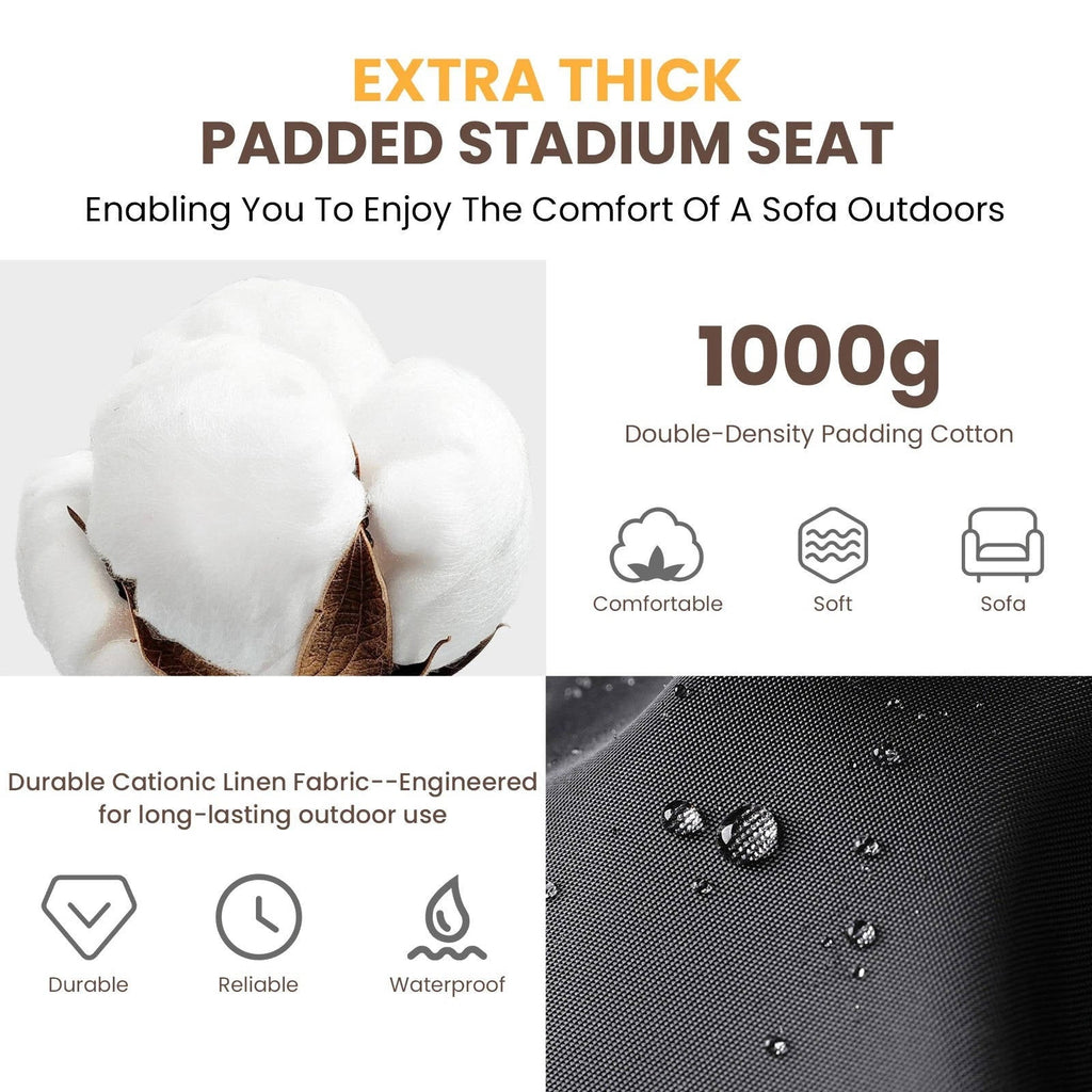 Stadium Seat with Heat & Back Support – Portable Padded Bleacher Cushion Chair