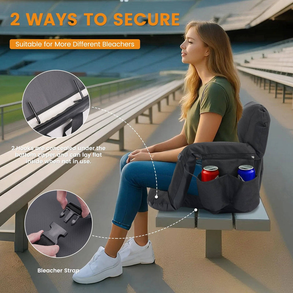 Stadium Seat with Heat & Back Support – Portable Padded Bleacher Cushion Chair