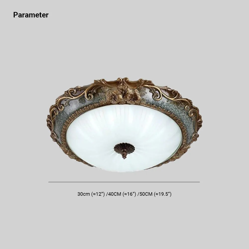 Tiffany Flush Mount Ceiling Light, Brass/Resin